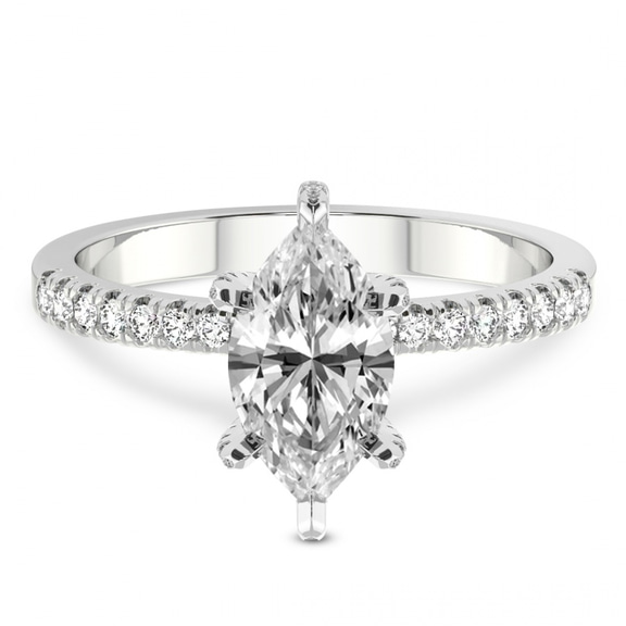 4.37 Ct MARQUISE Cut Sara Tapered Eternity Lab Diamond Ring in 14kt White Gold front image