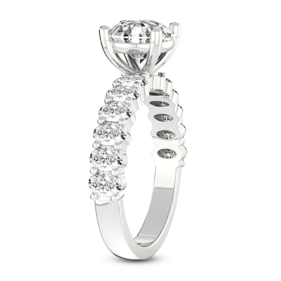 4.31 Ct Pear Cut Danica Side Oval Lab Diamond Eternity Ring in 14kt White Gold left