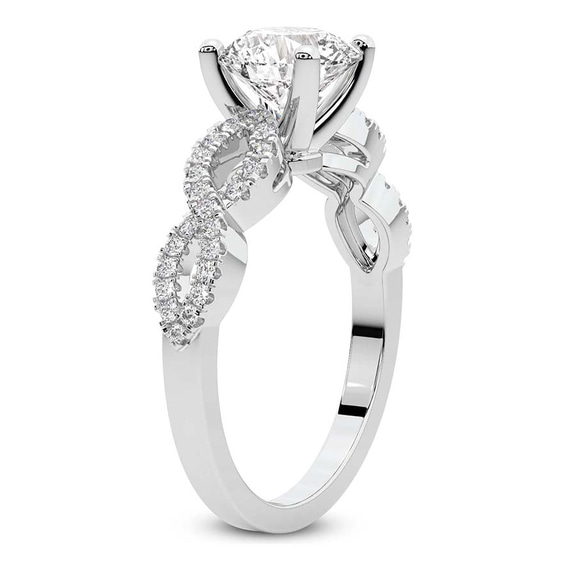 3.67 Ct Radiant Cut Lorene Twisted Shank Lab Diamond Ring in Platinum left