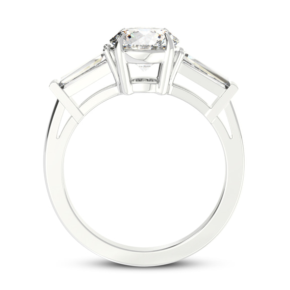 5.84 Ct MARQUISE Cut Madison Three Stone Side Baguette Lab Diamond Ring in 10kt White Gold right