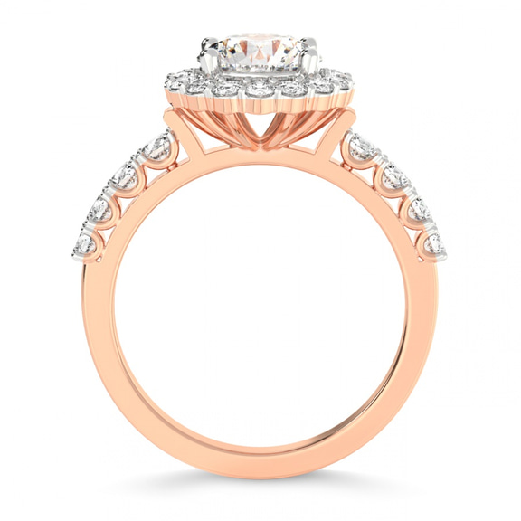 3.95 Ct Oval Cut Vionna Round Halo Lab Diamond Ring in 14kt Rose Gold right