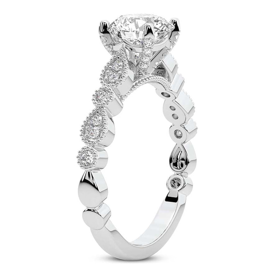 1.31 Ct Round Cut Filippa Milgrain Lab Diamond Ring in 18kt White Gold left