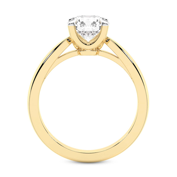 3.01 Ct Cushion Cut Azalea Classic Solitaire 2mm Lab Diamond Ring in 14kt Yellow Gold right