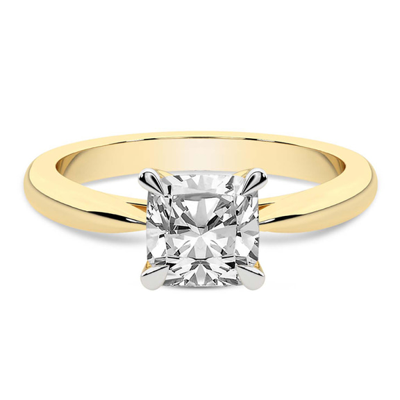 3.01 Ct Cushion Cut Azalea Classic Solitaire 2mm Lab Diamond Ring in 14kt Yellow Gold front image