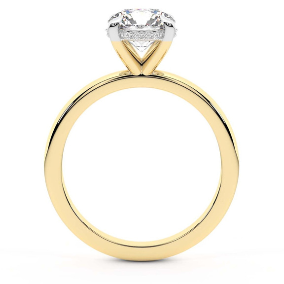 2.85 Ct Cushion Cut Mildred Hidden Halo Solitaire Lab Diamond Ring in 14kt Yellow Gold right