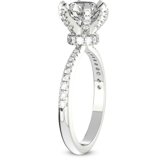 2.04 Ct Round Cut Mereia Secret Halo Lab Diamond Ring in 18kt White Gold left