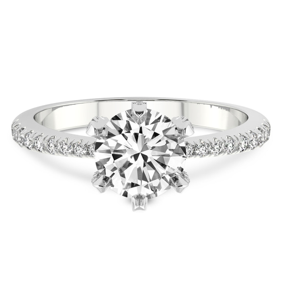 2.04 Ct Round Cut Mereia Secret Halo Lab Diamond Ring in 18kt White Gold front image