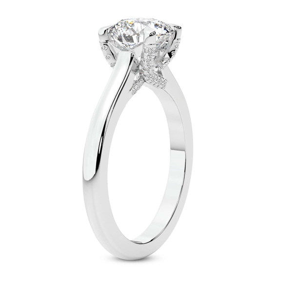 3.51 Ct Radiant Cut Agnes Criss cross Prong Solitaire 2mm Lab Diamond Ring in 14kt White Gold left