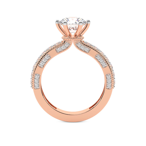 2.26 Ct Oval Cut Regalia Milgrain Lab Diamond Ring in 14kt Rose Gold right
