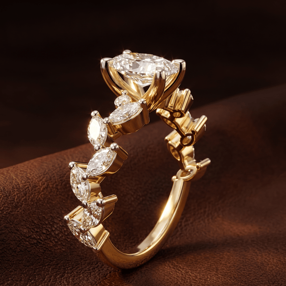 14kt White Gold Hester Petite Side Stone Lab Diamond Ring color product image two
