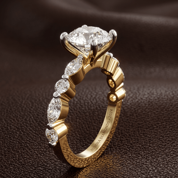 18kt Rose Gold Pamela Eternity Side Stone Lab Diamond Ring color product image one