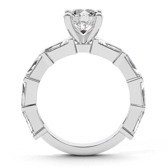 2.24 Ct MARQUISE Cut Gizele Tapered Side Stone Lab Diamond Ring in 18kt White Gold right