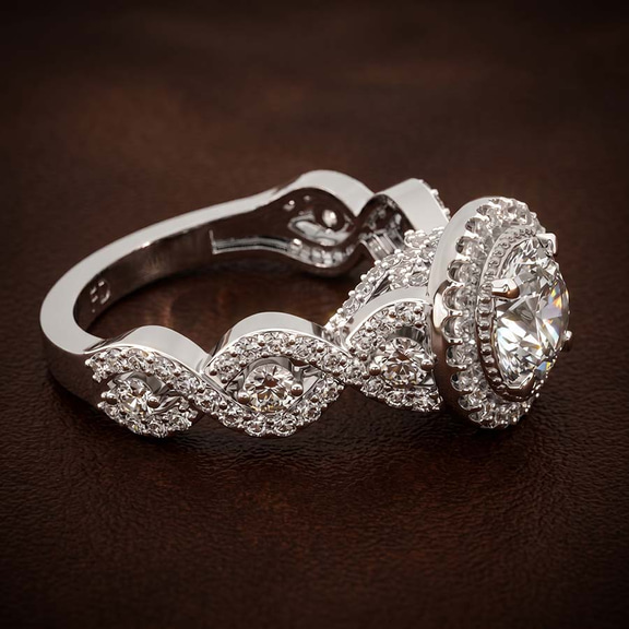 10kt Yellow Gold Prestigia Criss Cross Halo Lab Diamond Ring color product image two