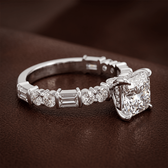 9ct White Gold Enchanted Bliss Side Stone Lab Diamond Ring color product image two