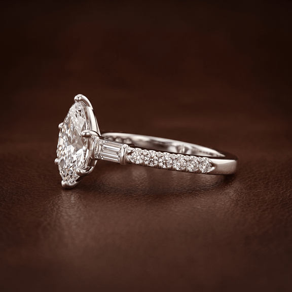 14kt Rose Gold Opalina Charm Side Stone Lab Diamond Ring color product image two