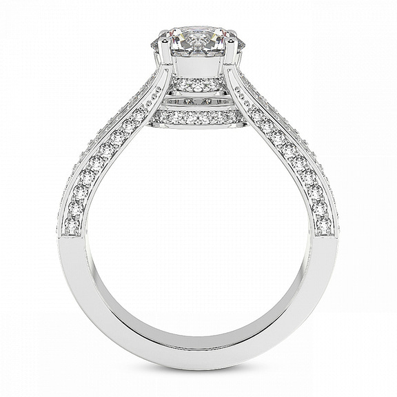 2.82 Ct Round Cut Idris Secret Halo Lab Diamond Ring in 14kt White Gold right