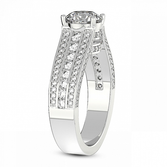 2.82 Ct Round Cut Idris Secret Halo Lab Diamond Ring in 14kt White Gold left
