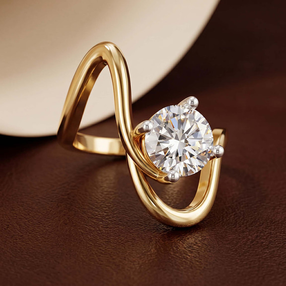 Platinum Crest Sculpt Four Prong Solitaire Lab Diamond Ring color product image one
