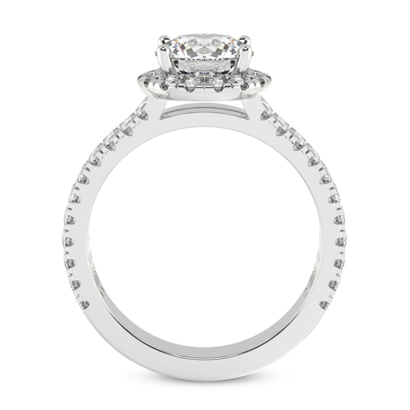 2.81 Ct Princess Cut Luna Split Shank Halo Lab Diamond Ring in 14kt White Gold right