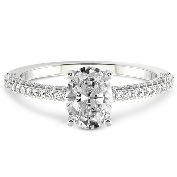 4.59 Ct Oval Cut Grace Micro pavé Eternity Lab Diamond Ring in 14kt White Gold front image