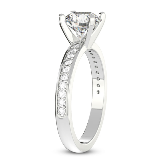 3.18 Ct Emerald Cut Charm Of Love Eternity Lab Diamond Ring in Platinum left