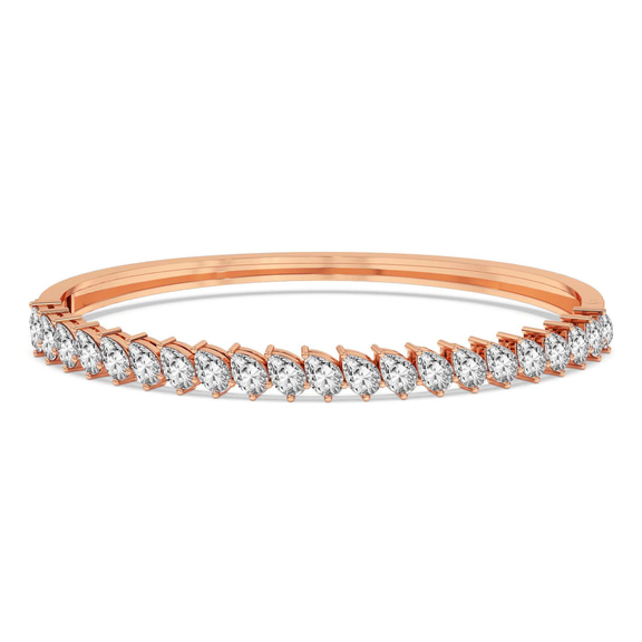 14ct Rose Gold Pear Cascade Lab Diamond Openable Bangle Bracelet (1 Ct. Tw.) front image