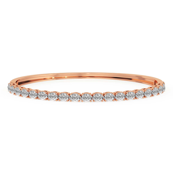 14kt Rose Gold Oval Serenity Lab Diamond Openable Bangle Bracelet (2 Ct. Tw.) front image