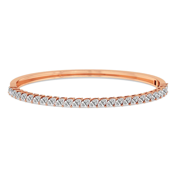 14kt Rose Gold Tear of Light Marquise Lab Diamond Openable Bangle Bracelet (1 Ct. Tw.) front image