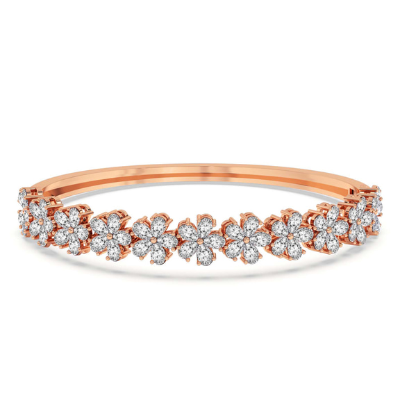 14ct Rose Gold Pear Petal Lab Diamond Openable Bangle Bracelet (4 Ct. Tw.) front image