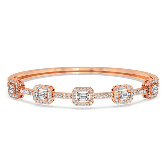 14kt Rose Gold Emerald Embrace Lab Diamond Openable Bangle Bracelet (5 Ct. Tw.) front image