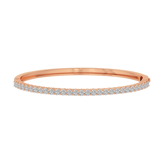 14kt Rose Gold Round Embrace Lab Diamond Openable Bangle Bracelet (1 Ct. Tw.) front image