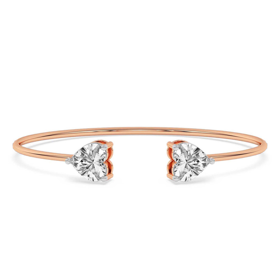 14kt Rose Gold Amoura Heart Flexi Lab Diamond Bangle Bracelet (4 Ct. Tw.) front image