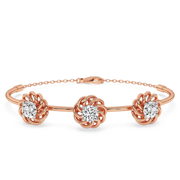 14kt Rose Gold Spiral Eleve Round Lab Diamond openable bracelet (2 Ct. Tw.) front image