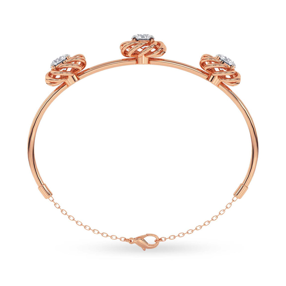 14kt Rose Gold Spiral Eleve Round Lab Diamond openable bracelet (2 Ct. Tw.) left