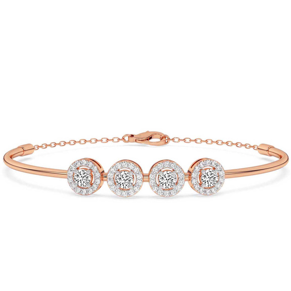 14ct Rose Gold Eloise Halo Lab Diamond openable bracelet (1 Ct. Tw.) front image