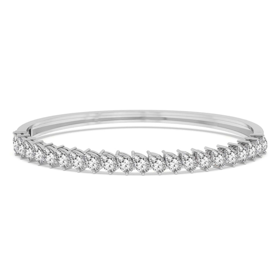 14ct White Gold Pear Cascade Lab Diamond Openable Bangle Bracelet (1 Ct. Tw.) front image