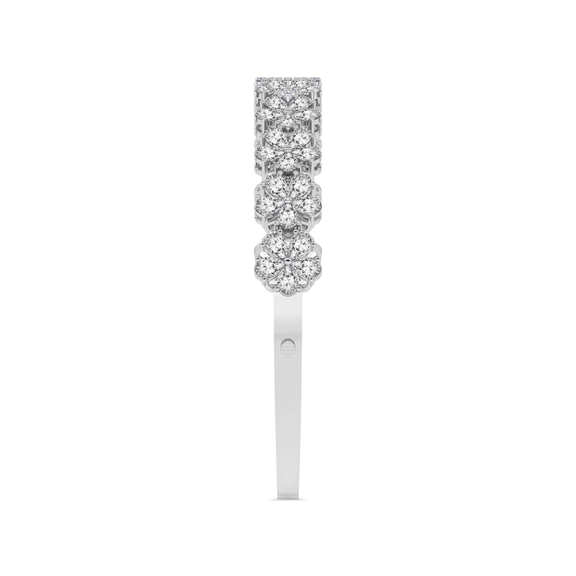 14kt White Gold Pear Petal Lab Diamond Openable Bangle Bracelet (1 Ct. Tw.) left