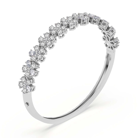 14kt White Gold Pear Petal Lab Diamond Openable Bangle Bracelet (1 Ct. Tw.) right