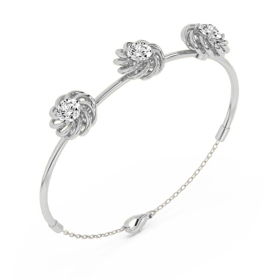 14ct White Gold Spiral Eleve Round Lab Diamond openable bracelet (1 Ct. Tw.) right