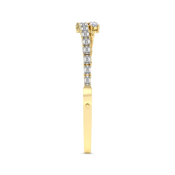14ct Yellow Gold Emerald Pear Symphony Lab Diamond Openable Bangle Bracelet (4 Ct. Tw.) left