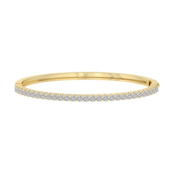 14kt Yellow Gold Round Embrace Lab Diamond Openable Bangle Bracelet (1 Ct. Tw.) front image