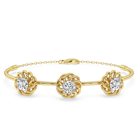 14kt Yellow Gold Spiral Eleve Round Lab Diamond openable bracelet (1 Ct. Tw.) front image