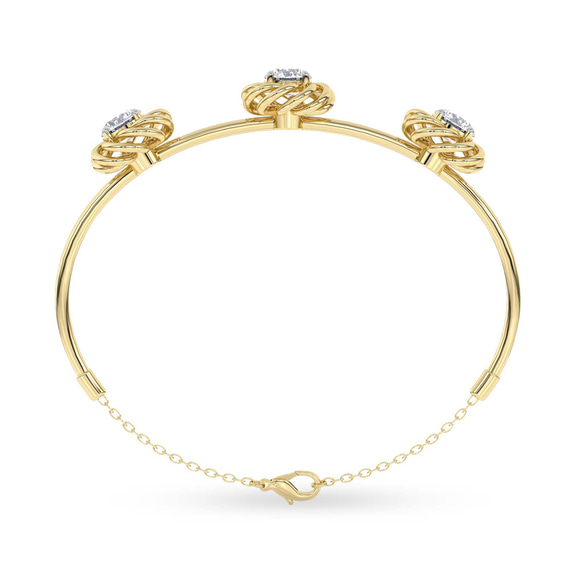 14kt Yellow Gold Spiral Eleve Round Lab Diamond openable bracelet (1 Ct. Tw.) left