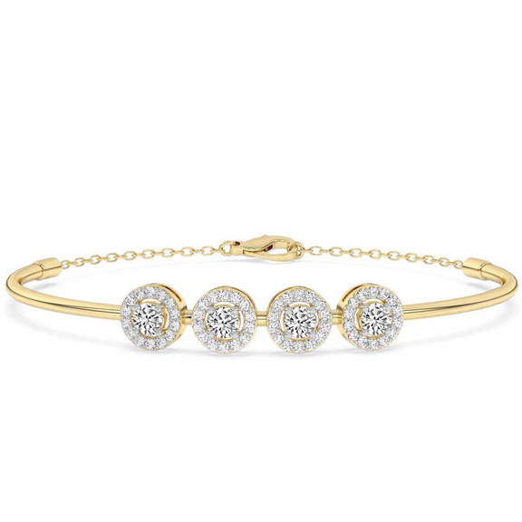 14kt Yellow Gold Eloise Halo Lab Diamond openable bracelet (5 Ct. Tw.) front image