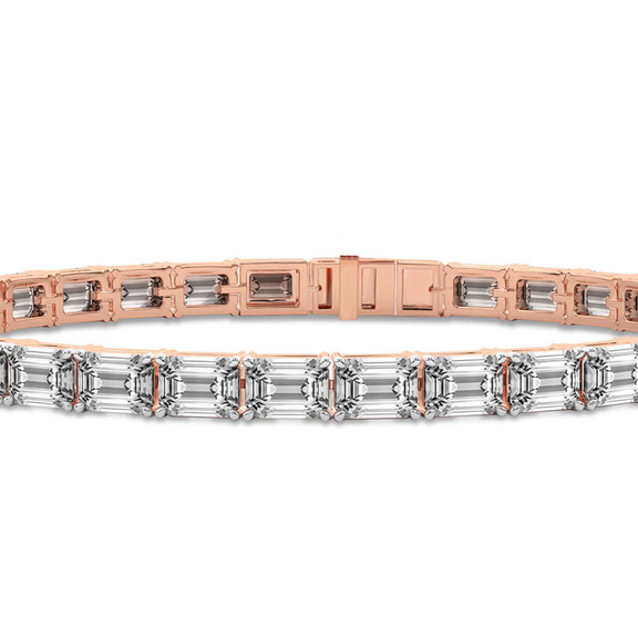 9ct Rose Gold Annette Emerald Lab Diamond Tennis Bracelet (7 Ct. Tw.) right