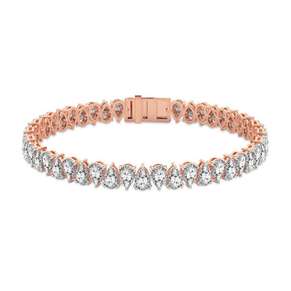 9ct Rose Gold Marion Pear Lab Diamond Tennis Bracelet (4 Ct. Tw.) front image