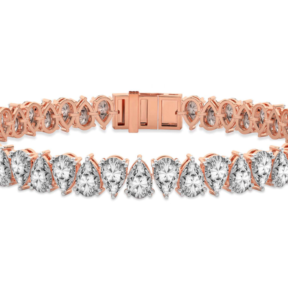 9ct Rose Gold Marion Pear Lab Diamond Tennis Bracelet (4 Ct. Tw.) right