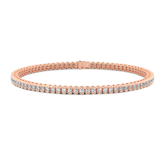 14kt Rose Gold Nemy Half Bezel Round Lab Diamond Tennis Bracelet (2 Ct. Tw.) front image