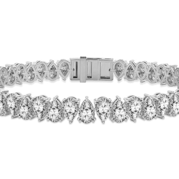 Platinum Marion Pear Lab Diamond Tennis Bracelet (4 Ct. Tw.) right