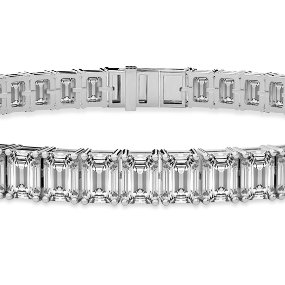 Platinum Celine Emerald Lab Diamond Tennis Bracelet (7 Ct. Tw.) right
